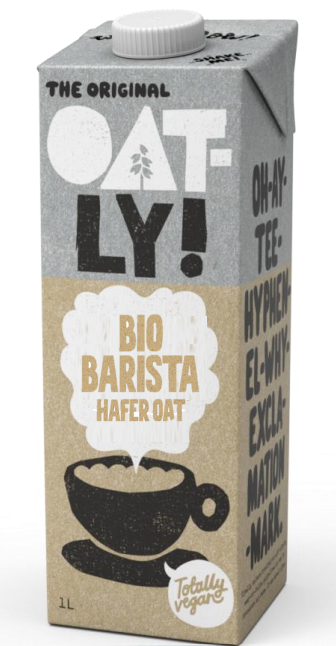 Nueva leche de avena Oatly barista con certificación Bio.