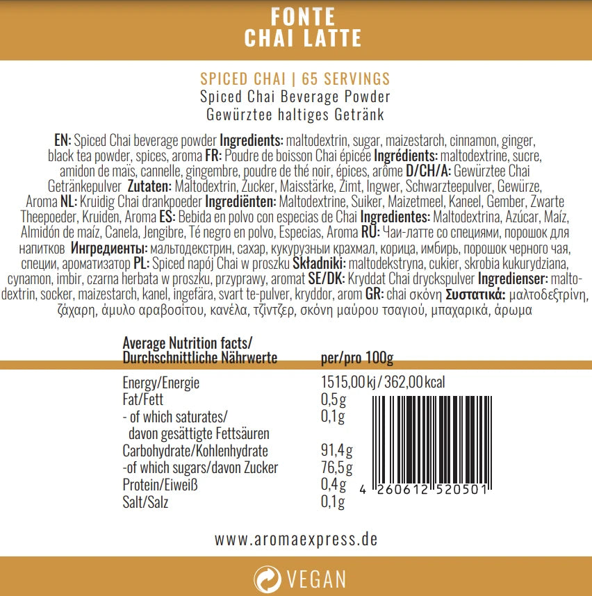 Té de spiced chai. Bote de 2 Kg. Bebida de chai picante. Spiced chai.