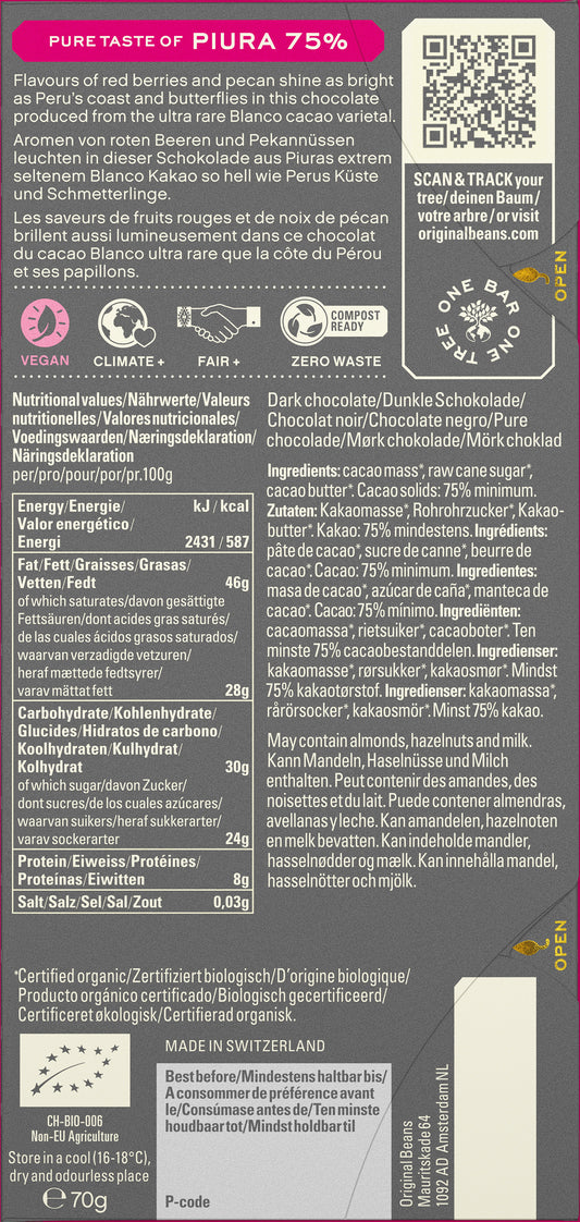 Tabletas de chocolate de especialidad. Tabletas de chocolate. Chocolate gourmet. Chocolate reposteria. Chocolate recolectado en Perú. Paquete de 13 tabletas de 70g cada una. Specialty chocolate bars from Peru.