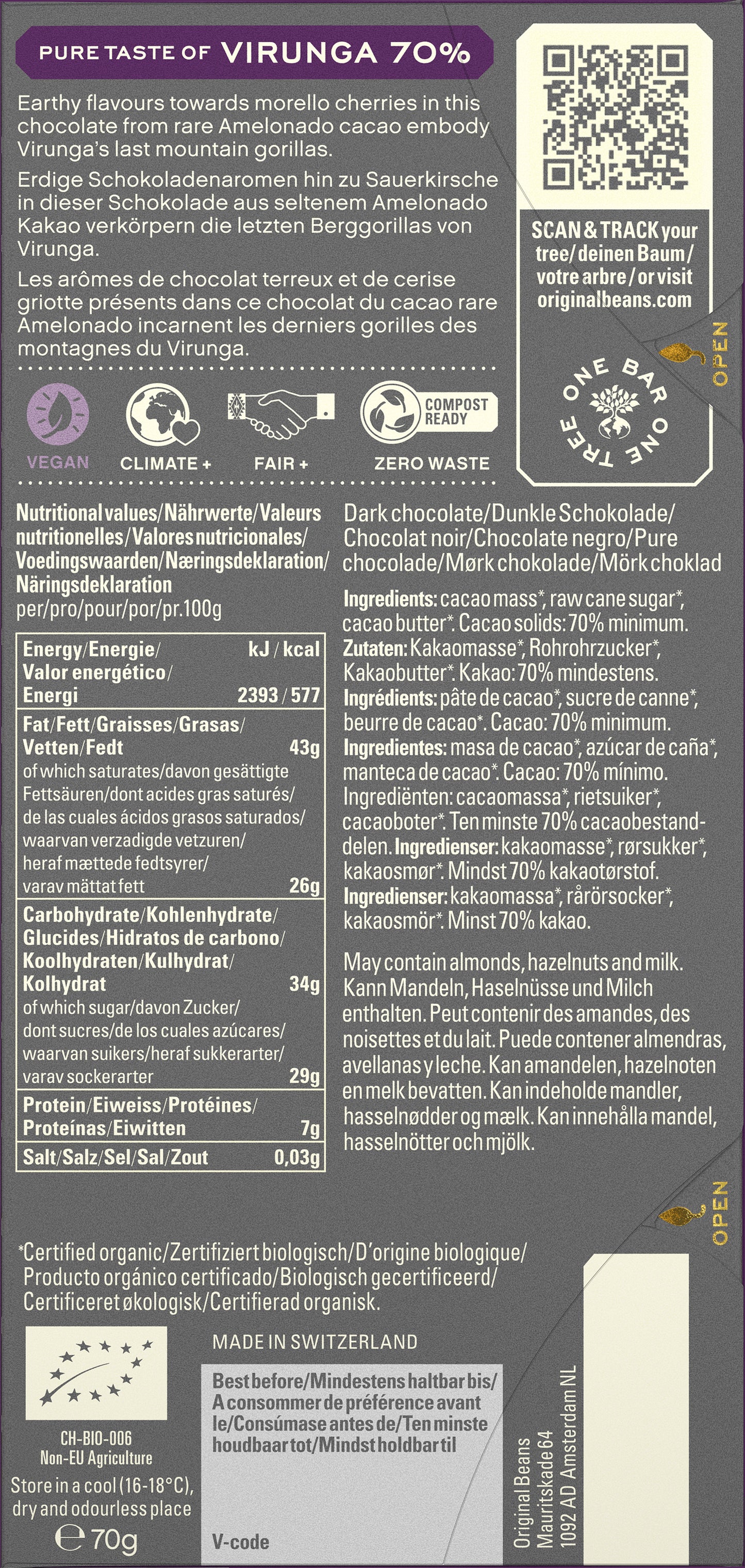 Tabletas de chocolate de especialidad. Tabletas de chocolate. Chocolate gourmet. Chocolate reposteria. Chocolate recolectado  en la region de Virunga, Congo. Paquete de 13 tabletas de 70g cada una. Specialty chocolate bars from Congo.