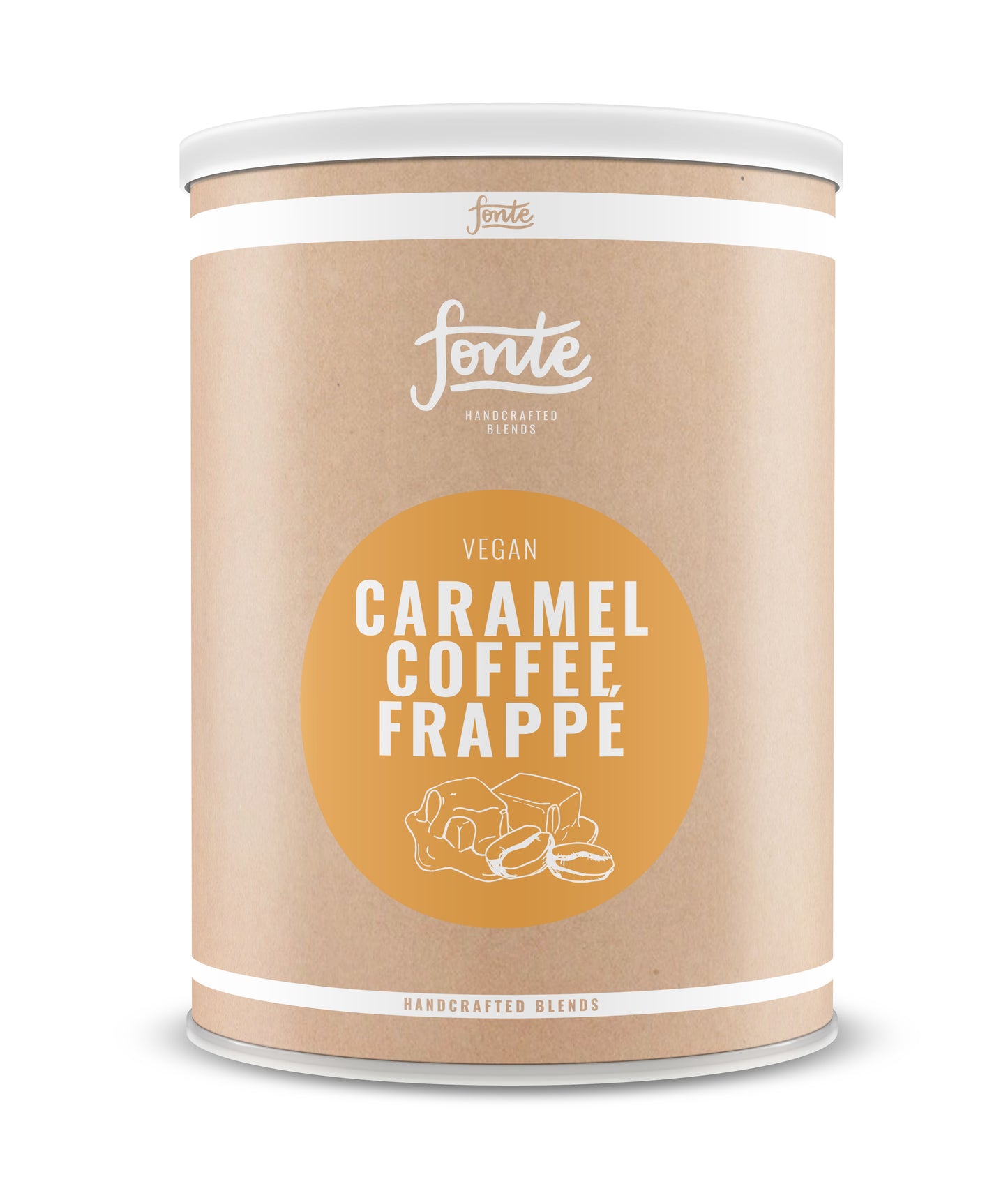 Frappé de café. caramelo. Bote de 2 Kg. Bebida de frappé de café caramelo. Caramel coffee frappe.