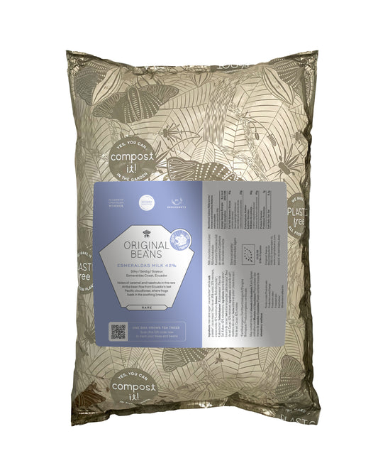 Perlas de chocolate de especialidad. Coberturas de chocolate. Chocolate gourmet. Chocolate reposteria. Chocolate recolectado en la region de costa esmeraldas en Ecuador . Paquete de 2 Kg. Specialty chocolate covertures from Ecuador.