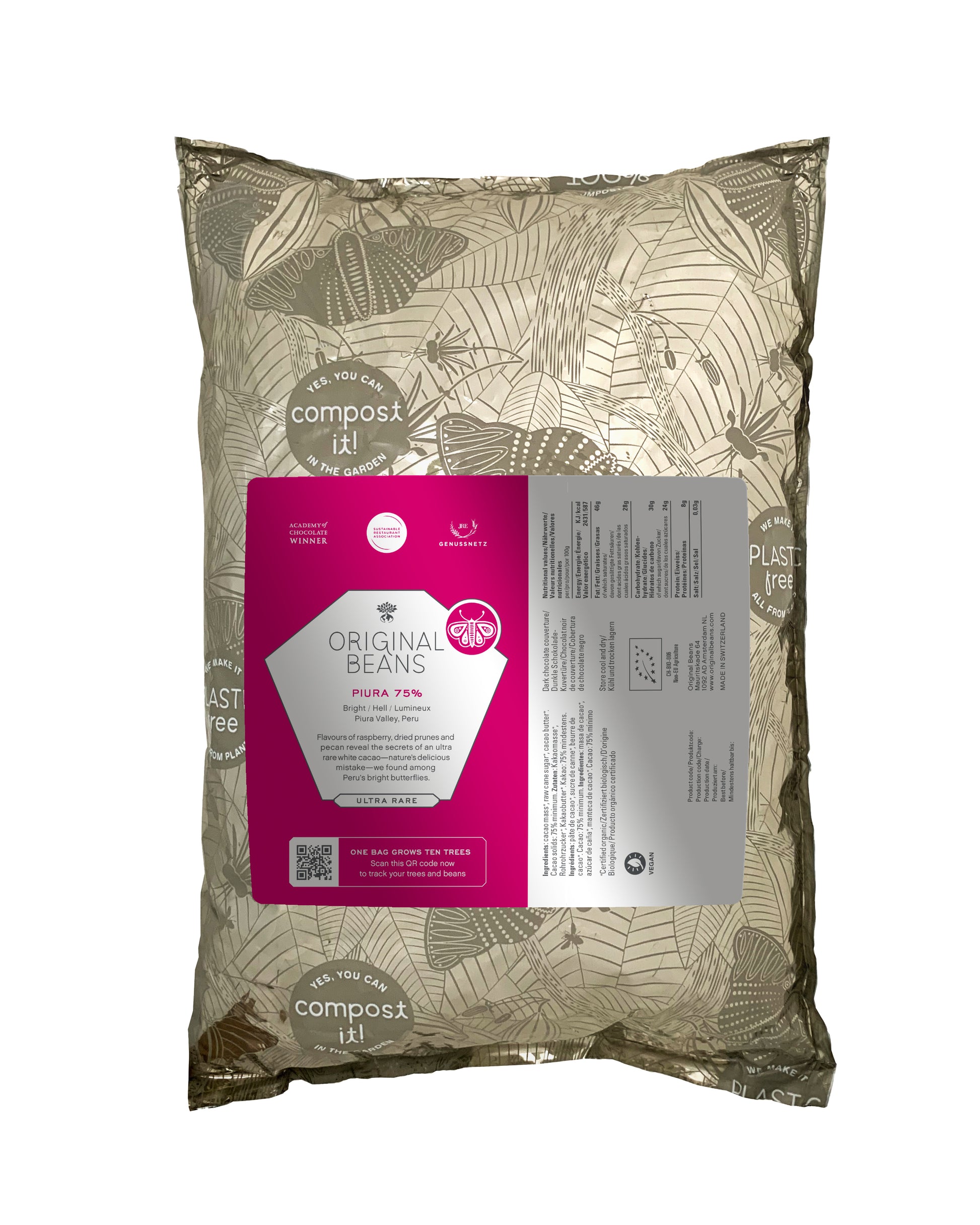 Perlas de chocolate de especialidad. Coberturas de chocolate. Chocolate gourmet. Chocolate reposteria. Chocolate recolectado en Perú . Paquete de 2 Kg. Specialty chocolate covertures from Perú.