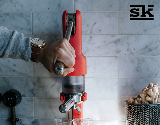 Maquina expresso manual de leva de color rojo. Superkop leva expresso machine