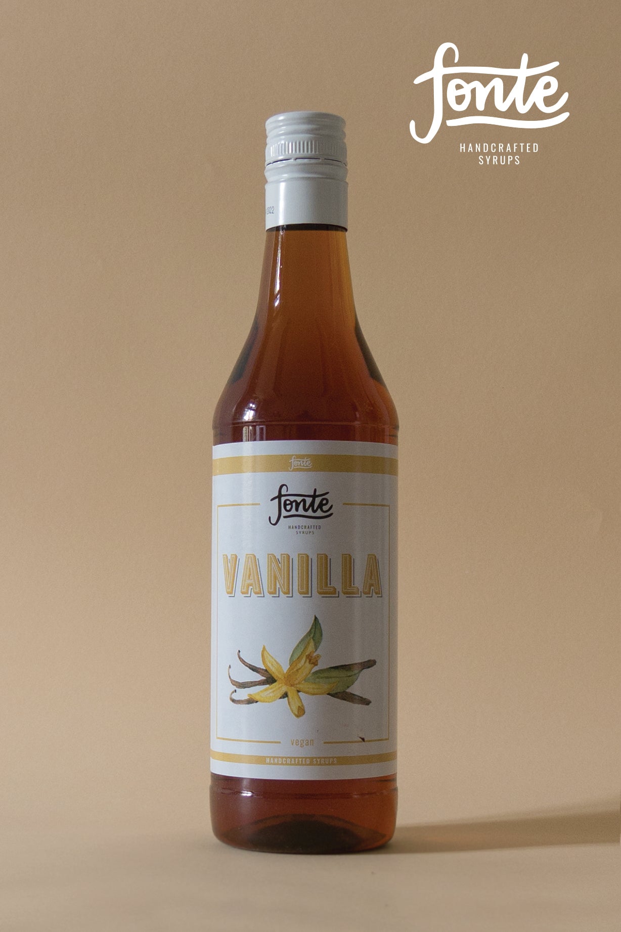 Sirope de vainilla. Bote de 750 mL. Vanilla syrup. Sirope vegano de vainilla.