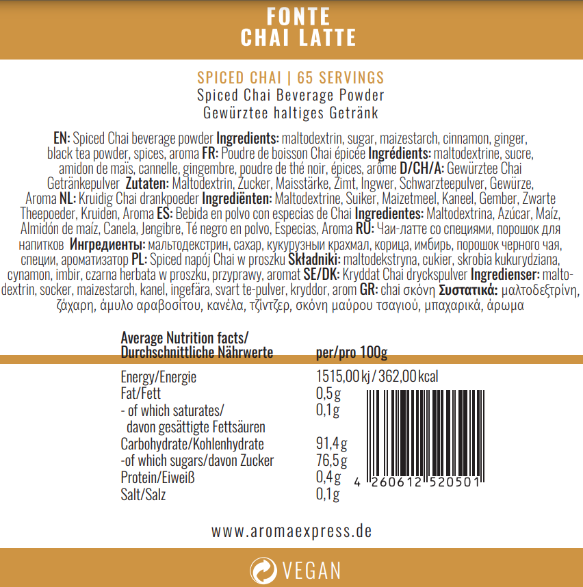 Té de spiced chai. Bote de 2 Kg. Bebida de chai picante. Spiced chai.