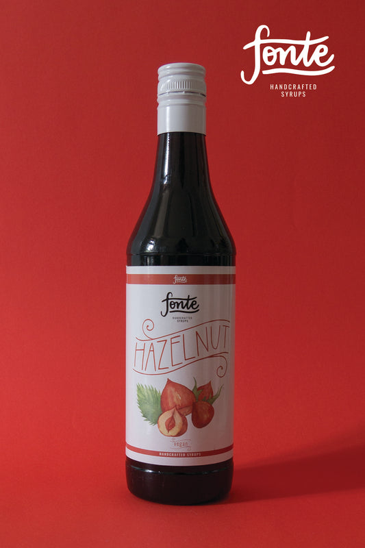 Sirope de avellanas. Bote de 750 mL. Hazelnut syrup. Sirope vegano de avellana - nueces
